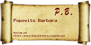 Popovits Barbara névjegykártya